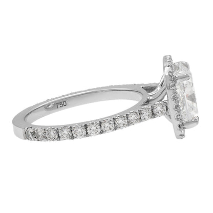 Exclusive 18K White Gold 3.04 Carat Cushion Cut Diamond Ring — Side View
