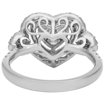 Exclusive 18K White Gold 1.29 Carat Pave Diamond Heart Ring — 5.5 — Back View