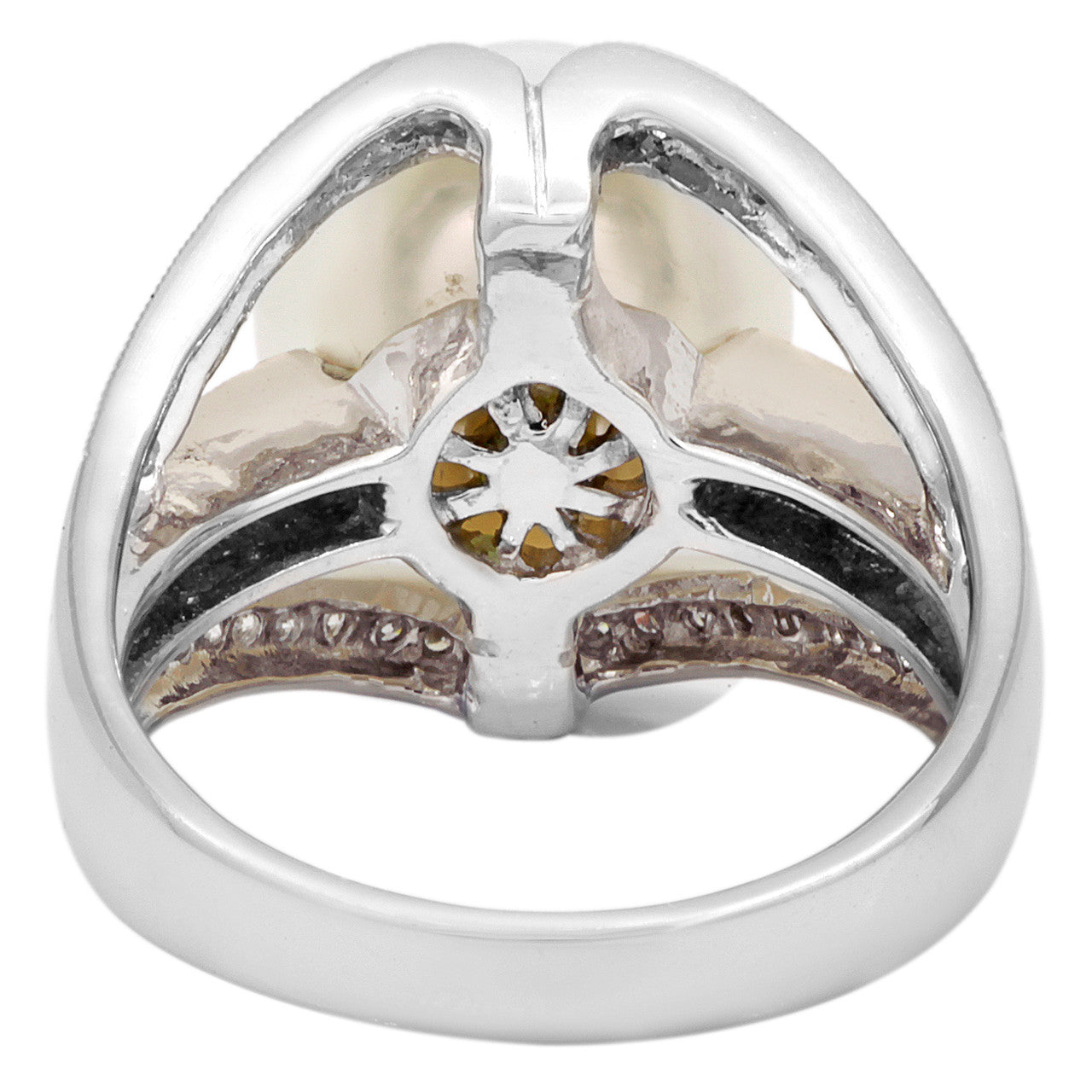 Exclusive 18K White Gold South Sea Pearl 0.46 Carat Diamond Ring — 6 — Back View