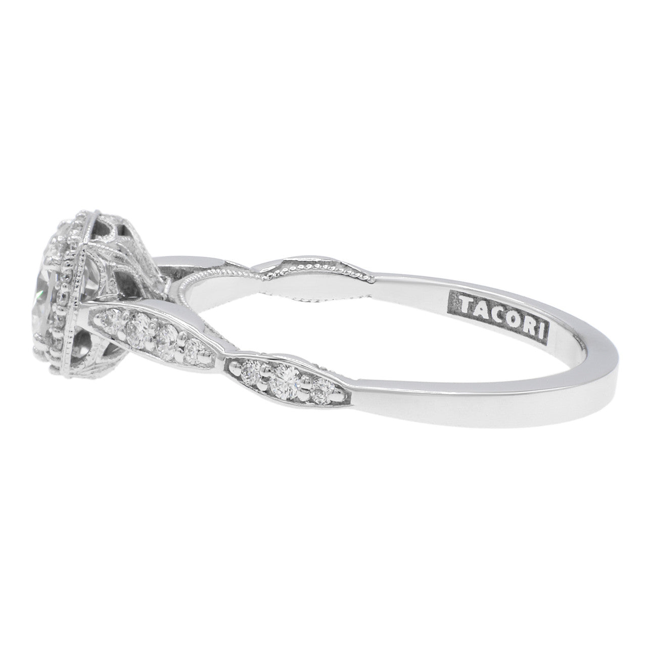 Exclusive Tacori 18K White Gold 0.92 Carat Diamond Ring — 7 — Side View