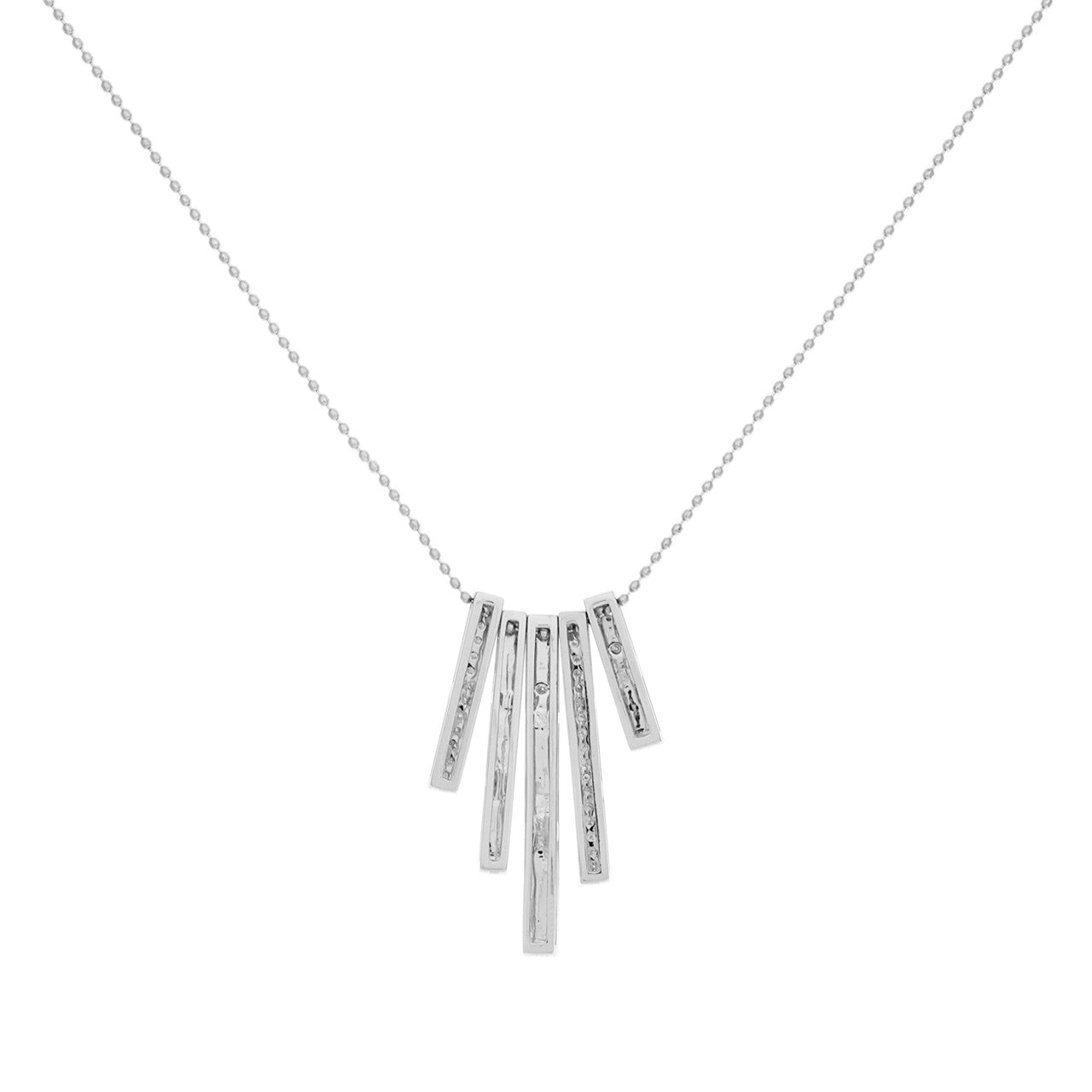 Exclusive 18K White Gold Diamond Bar Pendant Necklace — Side View