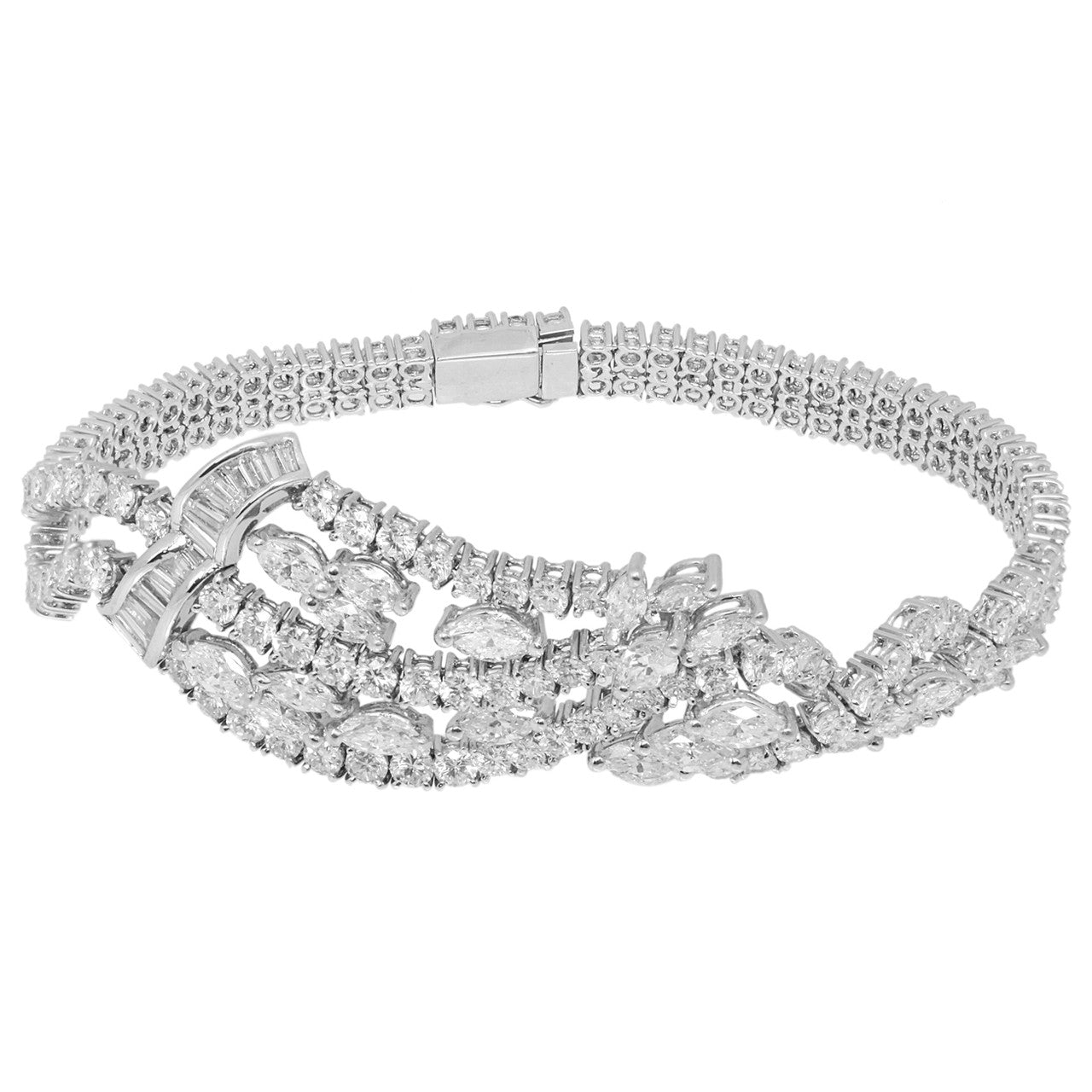 Exclusive 18K White Gold 9.08 Carat Diamond Bracelet — Front View