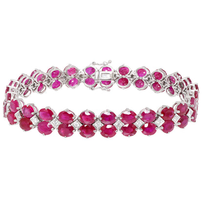 Exclusive 18K White Gold 27.00 Carat Ruby Diamond Bracelet — Front View