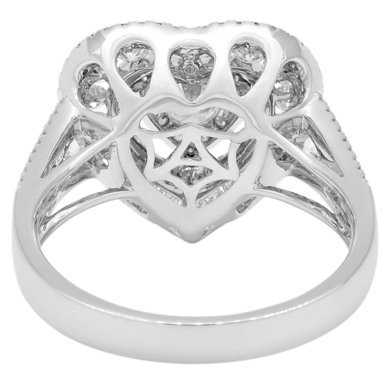 Exclusive 18K White Gold 1.35 Carat Diamond Heart Ring — 5.5 — Back View