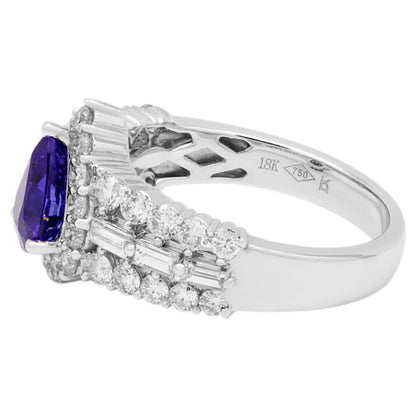 Exclusive 18K White Gold 1.22 Carat Sapphire Diamond Ring — 6 — Side View