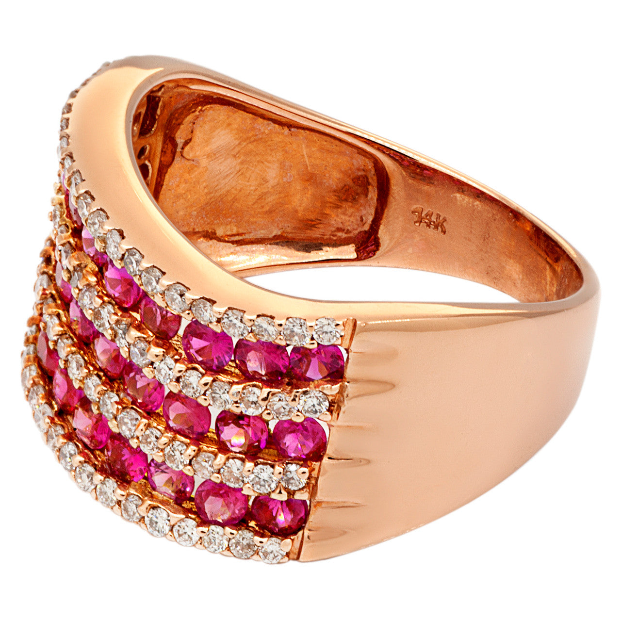 Exclusive 14K Rose Gold Pink Sapphire Diamond Ring — 6 — Side View