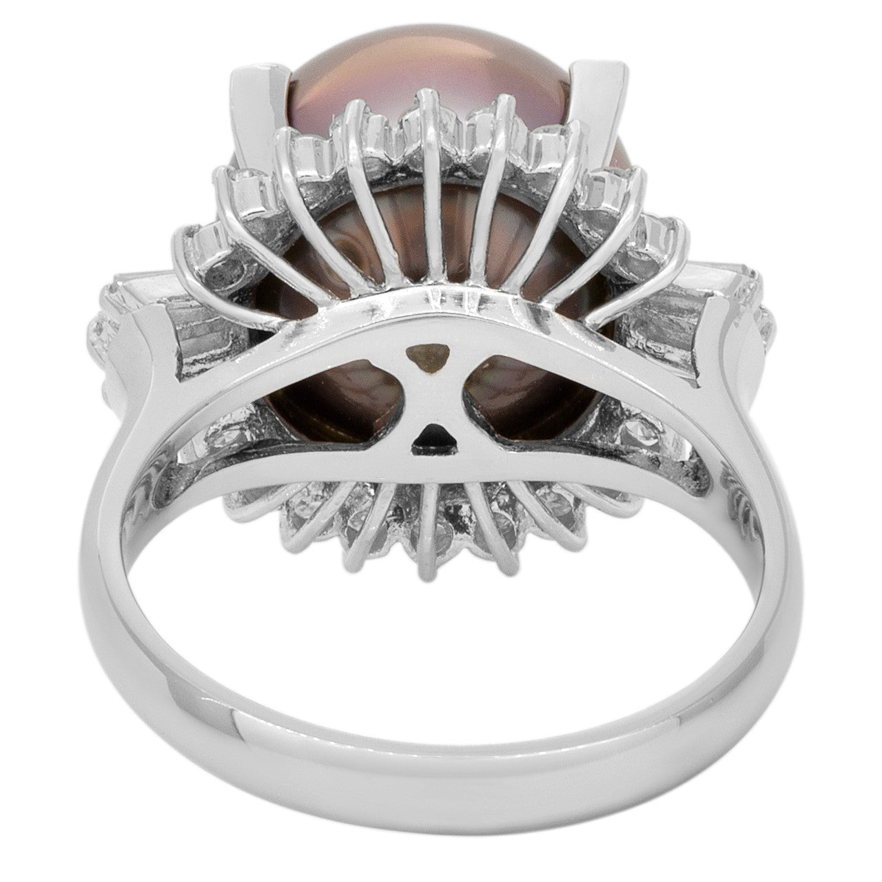 Exclusive Platinum South Sea Pearl & Diamond Ring — 4.25 — Back View