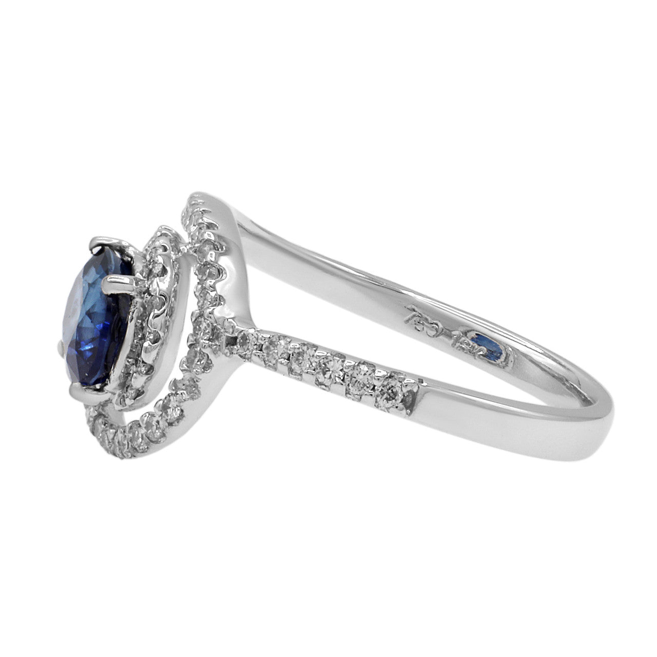 Exclusive 18K White Gold 1.06 Carat Sapphire Diamond Ring — 4 — Back View