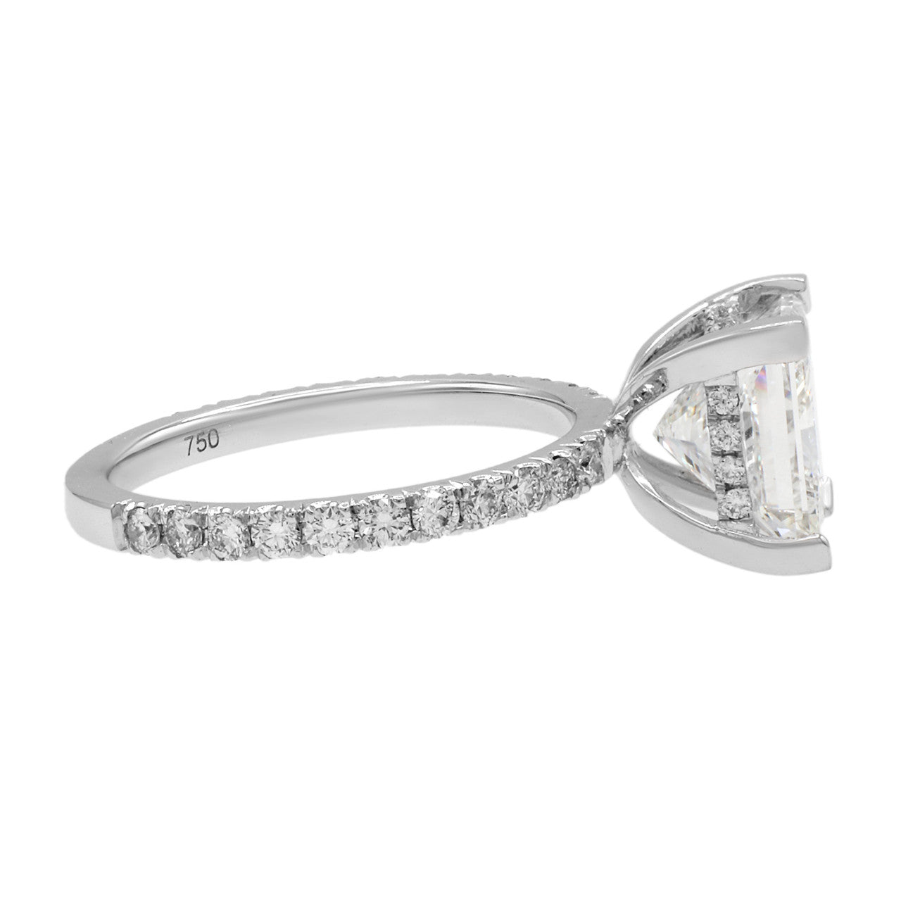 Exclusive 18K White Gold 3.01 Carat Princess Cut Diamond Ring — 5 — Side View