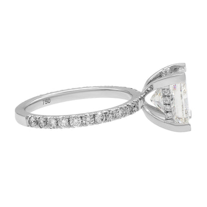 Exclusive 18K White Gold 3.01 Carat Princess Cut Diamond Ring — 5 — Side View