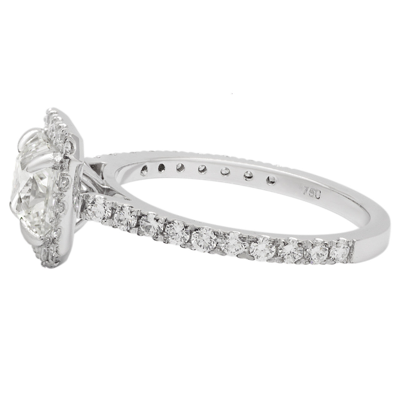 Exclusive 18K White Gold 1.18 Carat Radiant Cut Diamond Ring — 4 — Side View