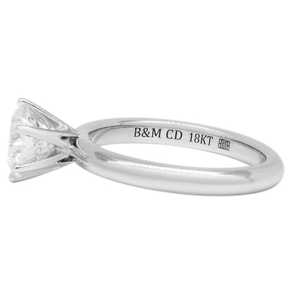Exclusive 18K White Gold 1.25 Carat Diamond Solitaire Ring — 3.5 — Back View