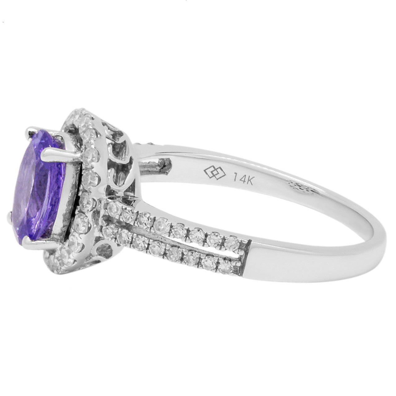 Exclusive 14K White Gold 1.44 Carat Tanzanite Diamond Ring — 6 — Side View