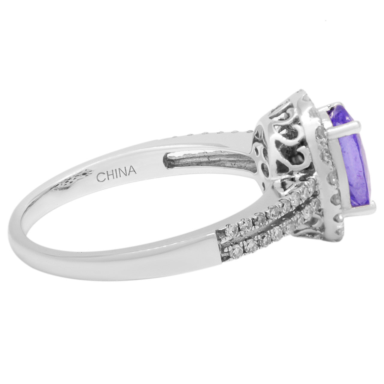 Exclusive 14K White Gold 1.44 Carat Tanzanite Diamond Ring — 6 — Back View