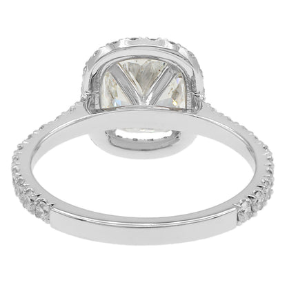 Exclusive 18K White Gold 1.50 Carat Cushion Cut Diamond Ring — 4.5 — Back View