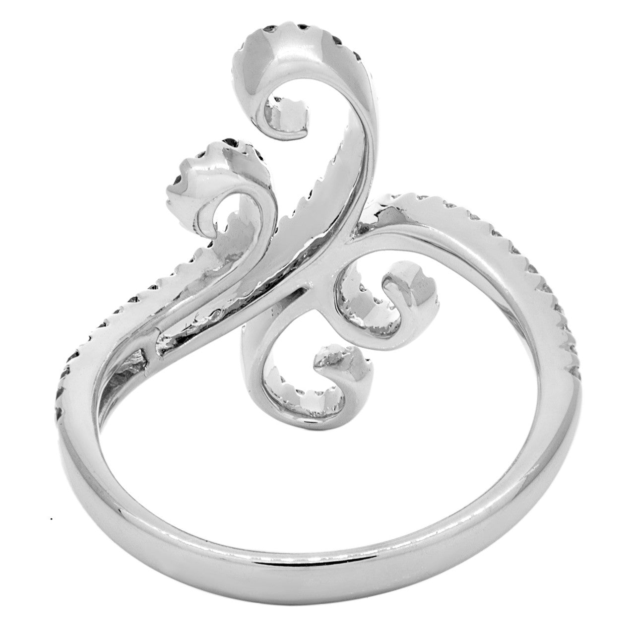 Exclusive 18K White Gold Black & White Diamond Ring — Back View
