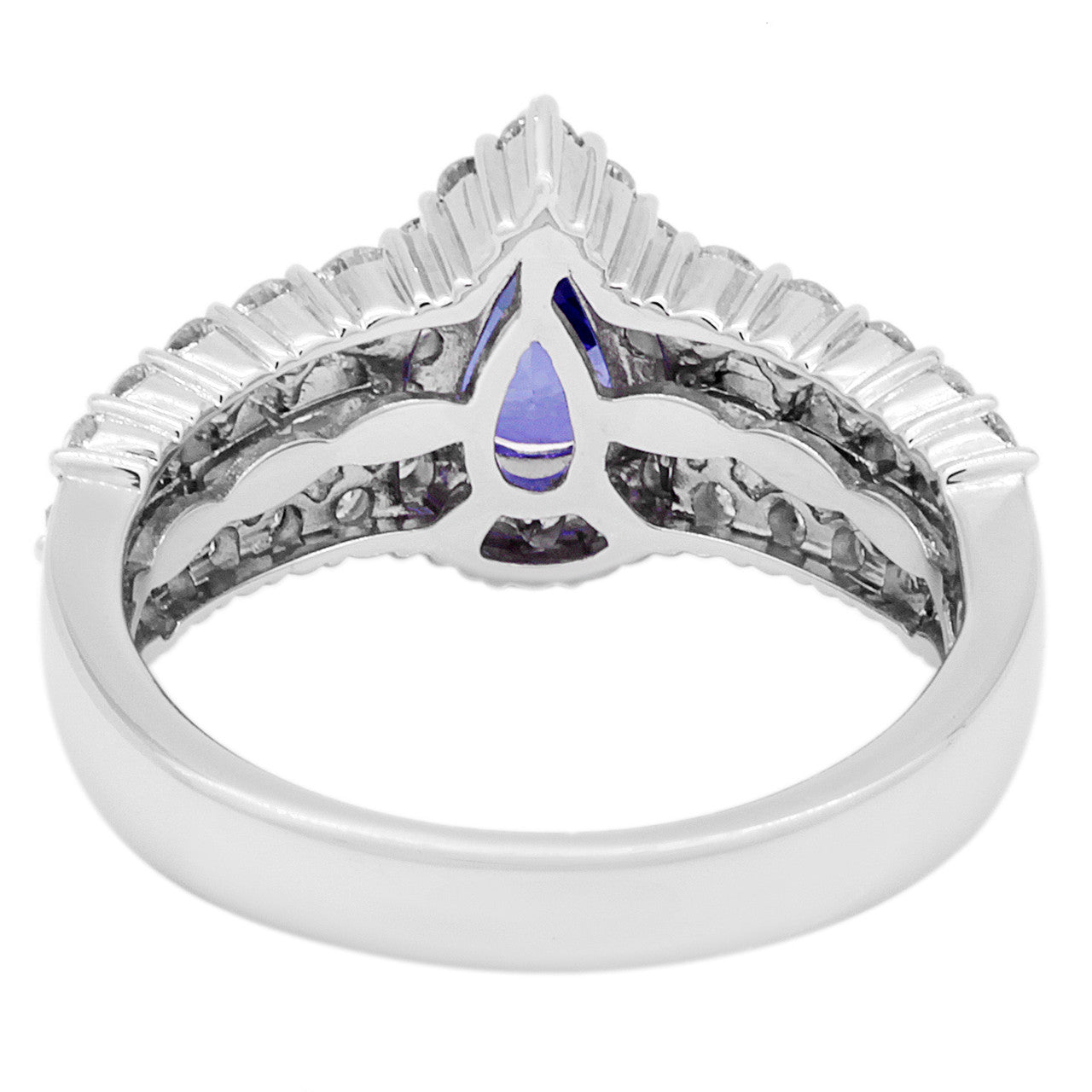 Exclusive 18K White Gold 1.22 Carat Sapphire Diamond Ring — 6 — Back View