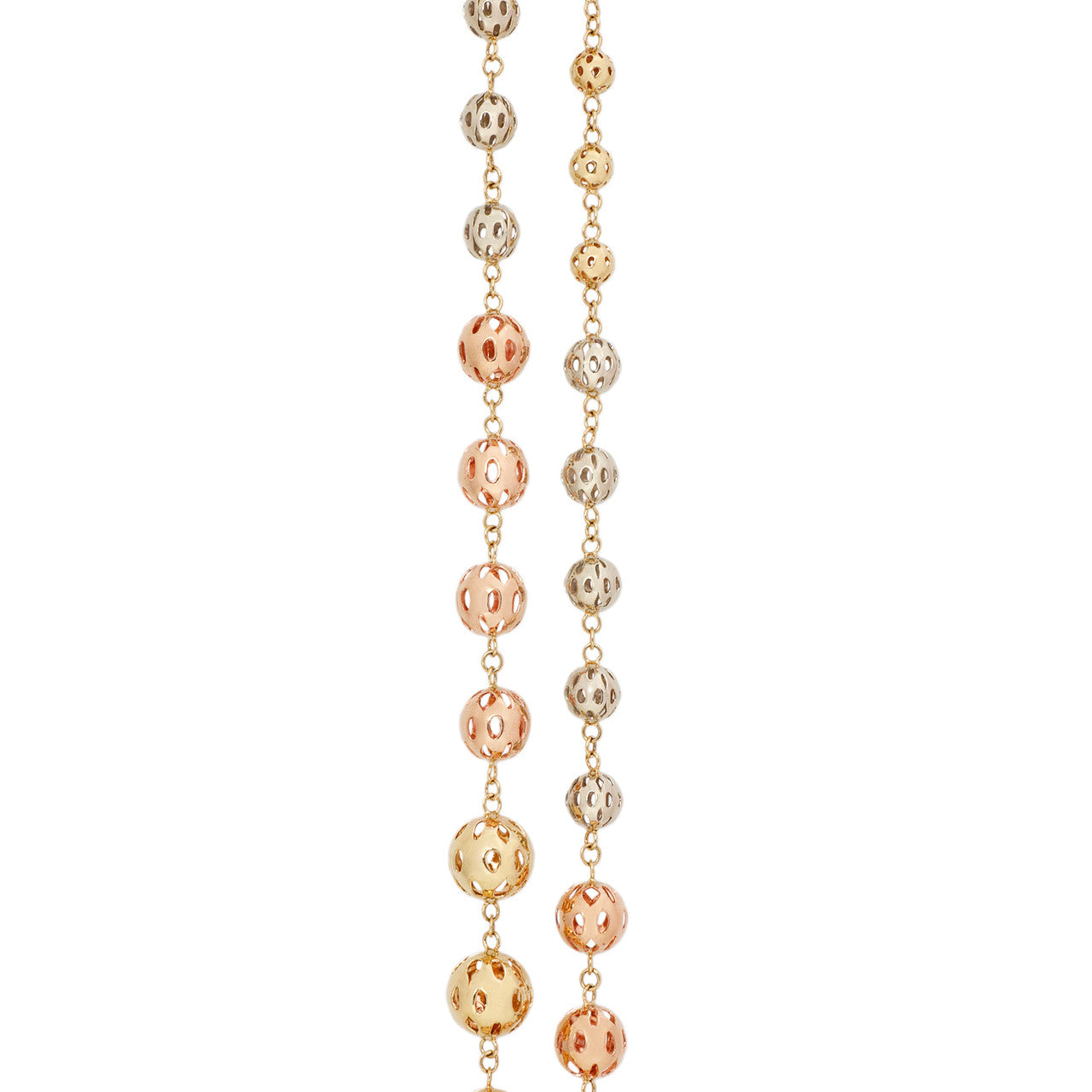 Exclusive 14K Tricolor Bead Necklace — Side View