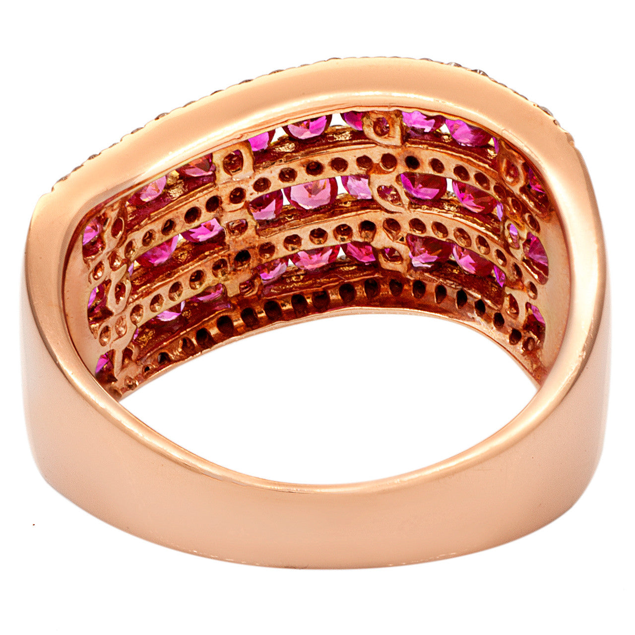 Exclusive 14K Rose Gold Pink Sapphire Diamond Ring — 6 — Back View