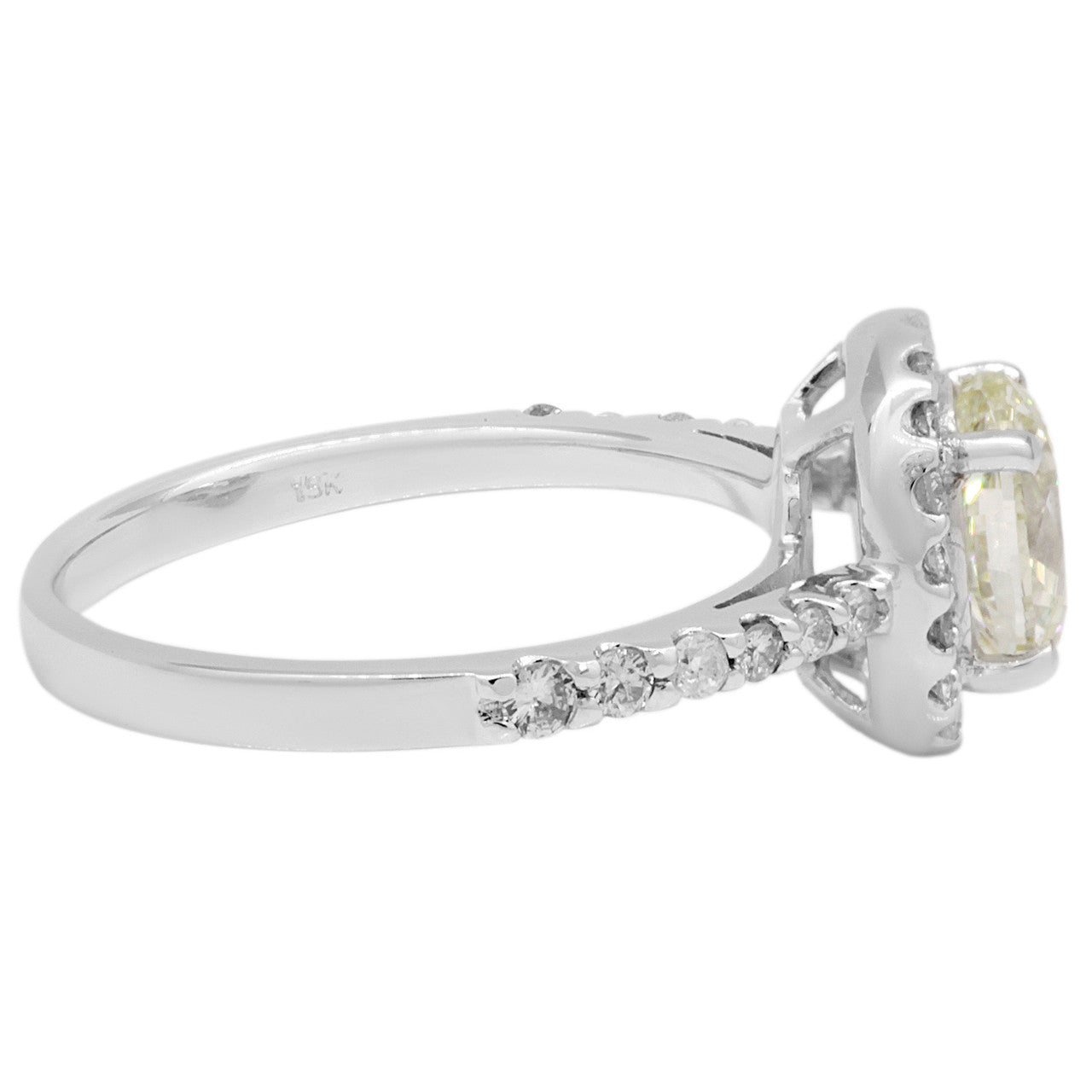 Exclusive 18K White Gold 1.05 Carat Oval Diamond Ring — 4.5 — Side View