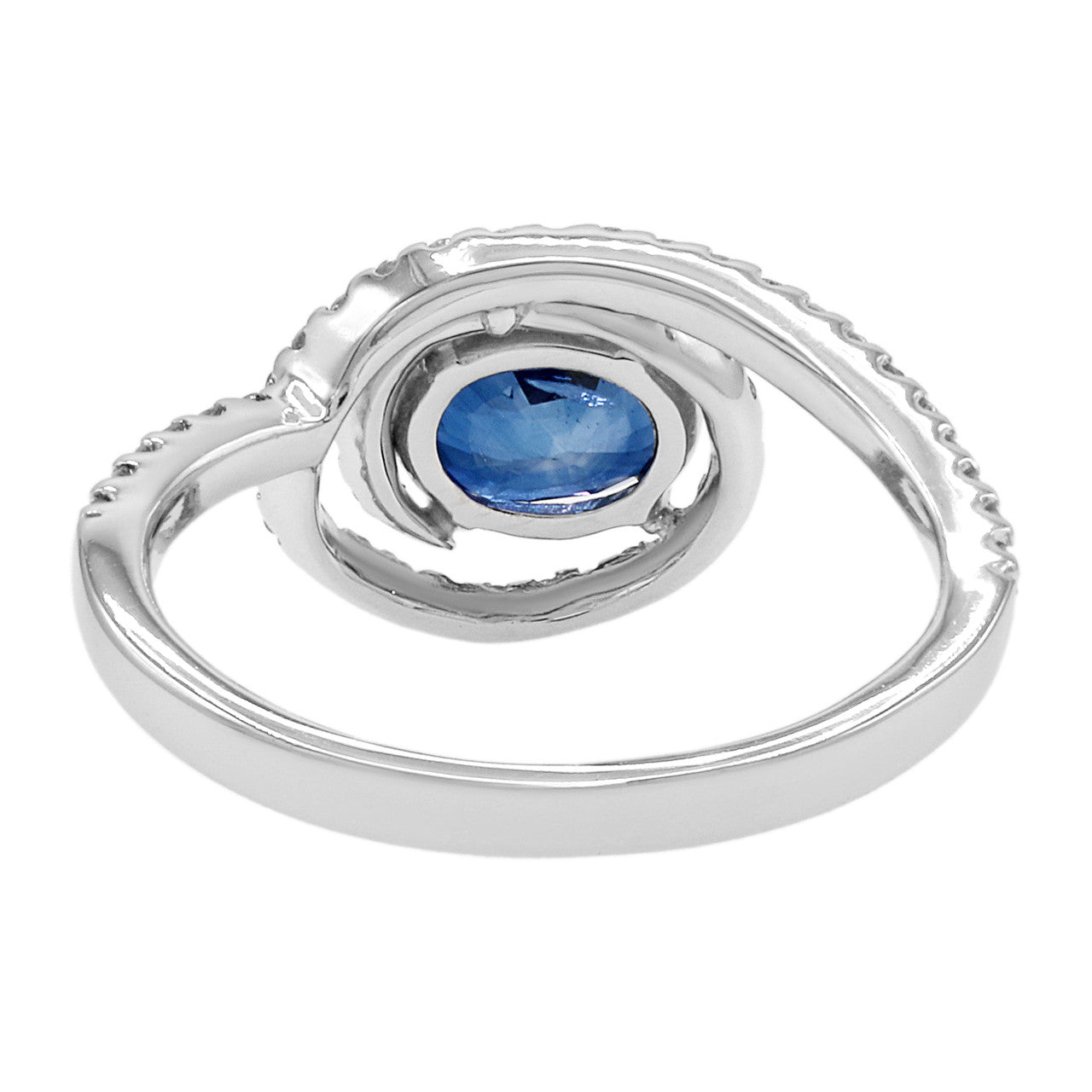 Exclusive 18K White Gold 1.06 Carat Sapphire Diamond Ring — 4 — Top View