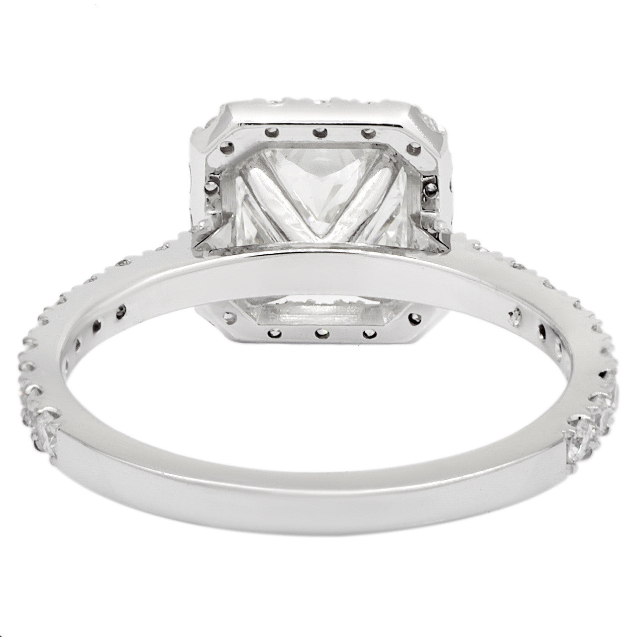 Exclusive 18K White Gold 1.18 Carat Radiant Cut Diamond Ring — 4 — Back View