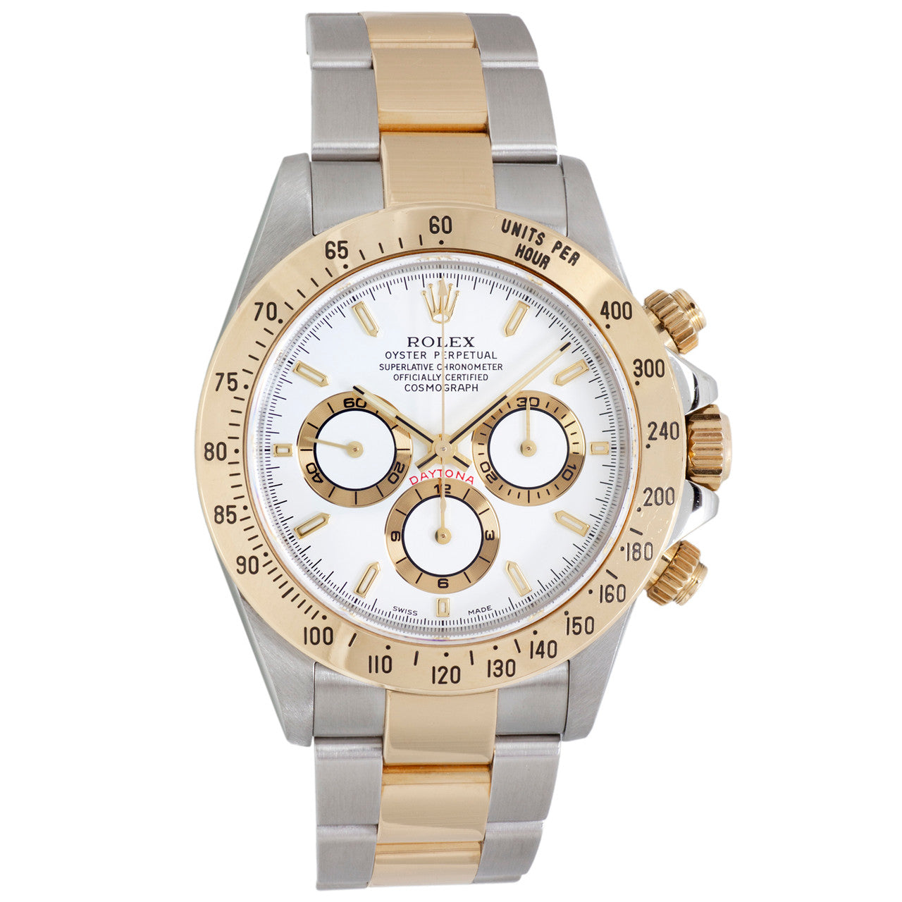 Exclusive Rolex 18K Yellow Gold & Stainless Steel Cosmograph Daytona 16523 — Front View