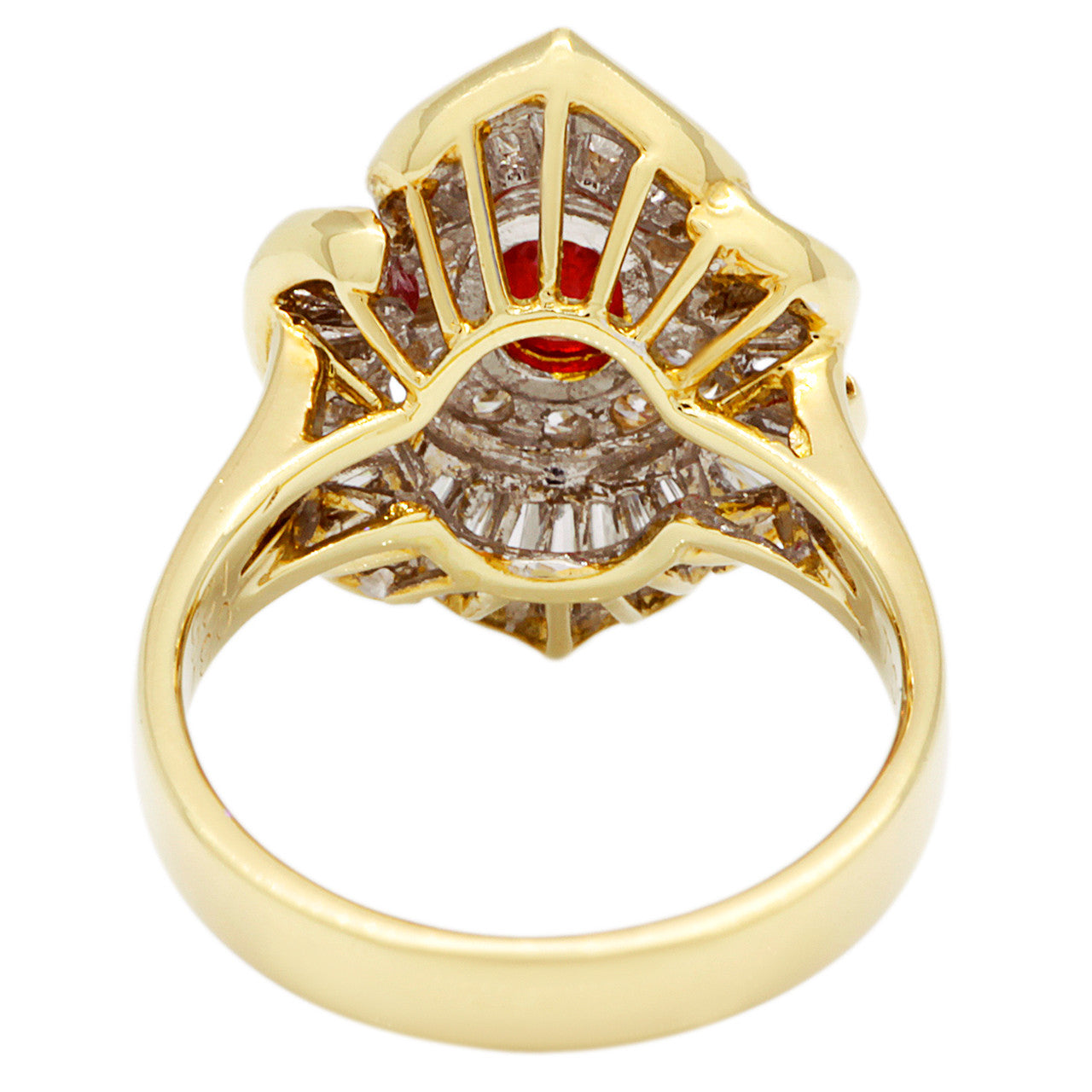 Exclusive 18K Yellow Gold 1.25 Carat Ruby Diamond Ring — 3.5 — Back View