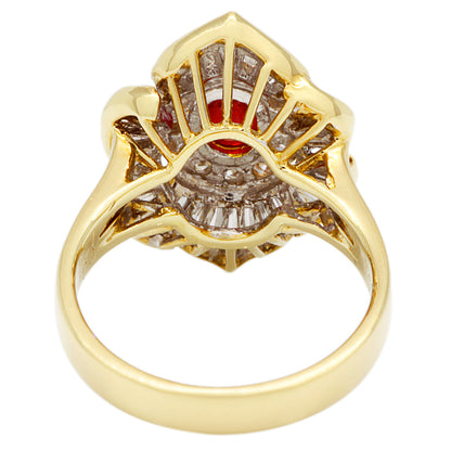 Exclusive 18K Yellow Gold 1.25 Carat Ruby Diamond Ring — 3.5 — Back View