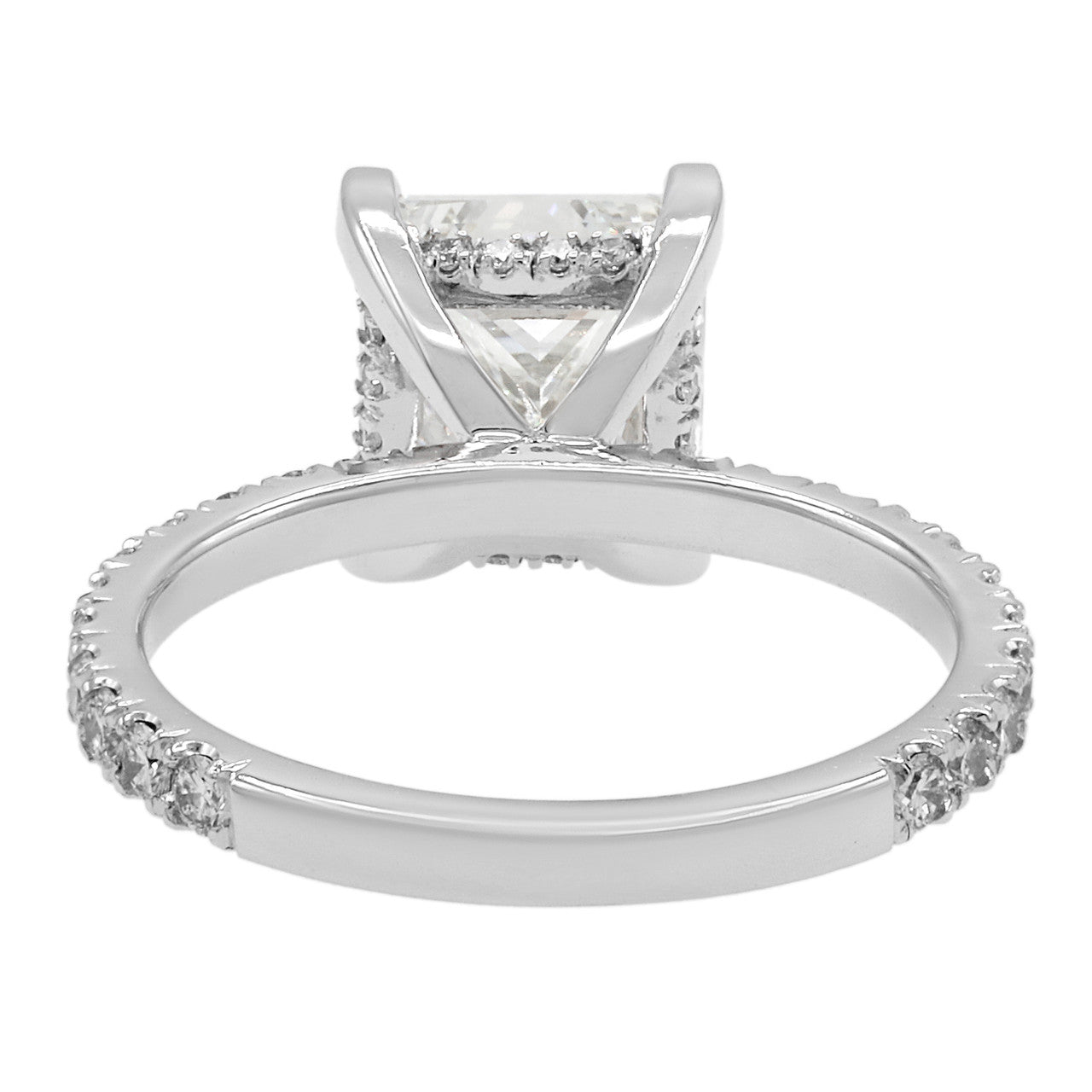 Exclusive 18K White Gold 3.01 Carat Princess Cut Diamond Ring — 5 — Back View
