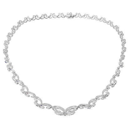 Exclusive 18K White gold 4.33 Carat Diamond & Sapphire Necklace — Side View