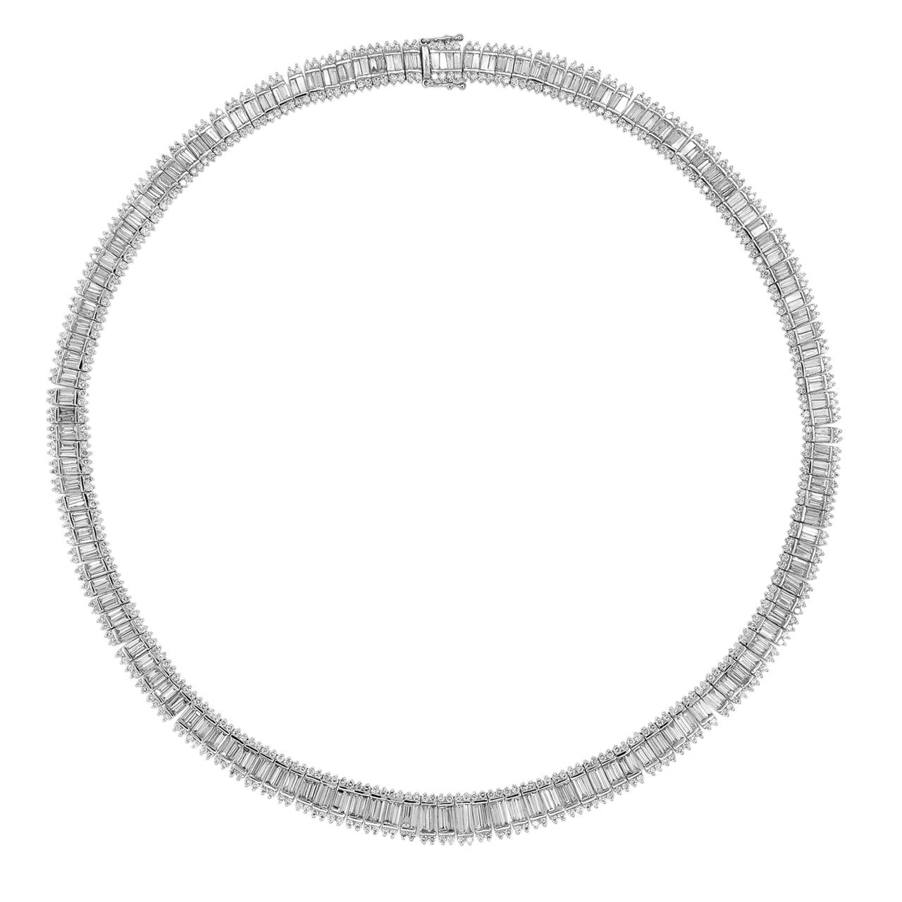 Exclusive 18K White Gold 20.72 Carat Diamond Riviere Necklace — Front View
