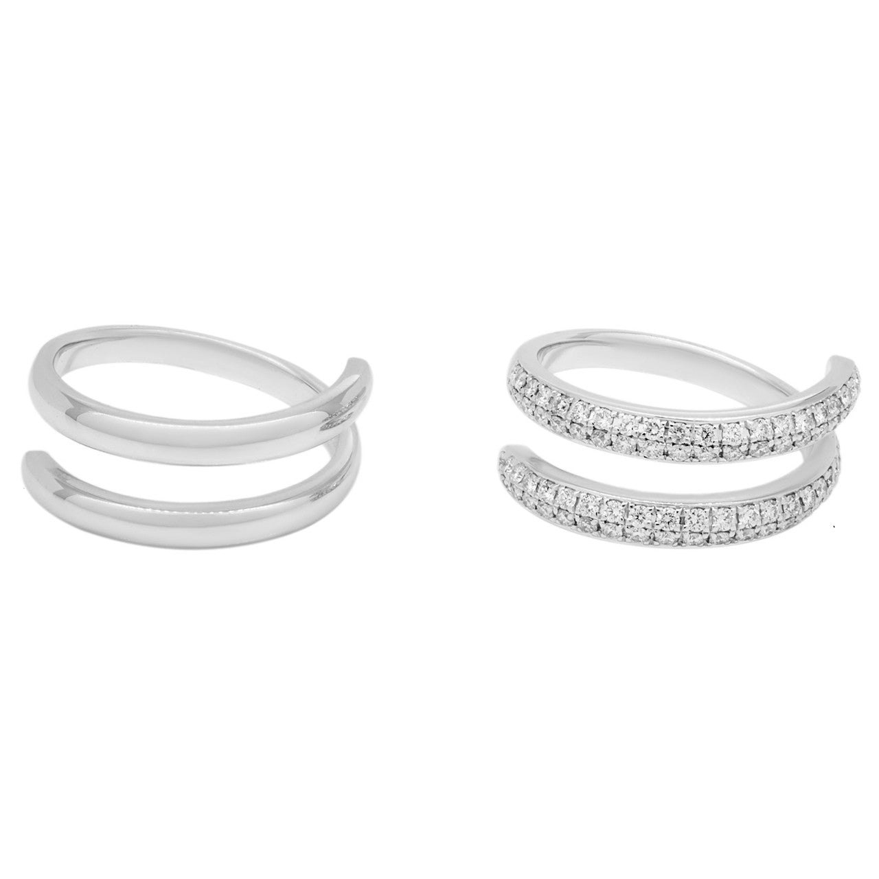 Exclusive 18K White Gold 1.04 Carat Diamond Coil Ring Set — Side View