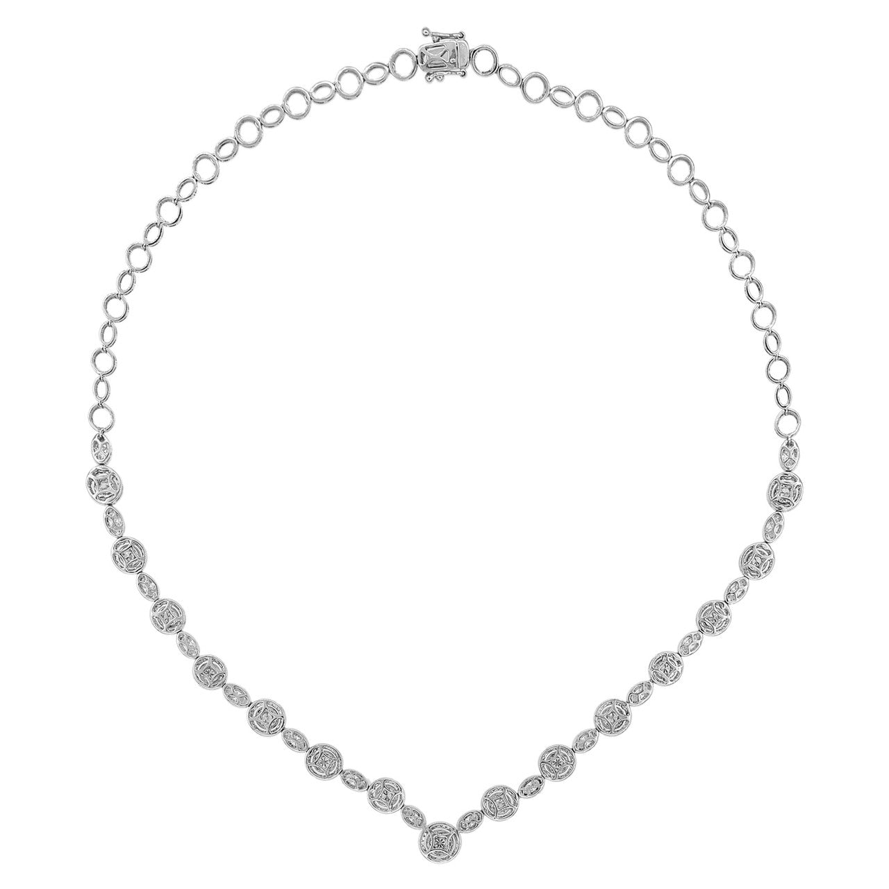 Exclusive 18K White Gold 5.04 Carat Diamond Necklace — Side View