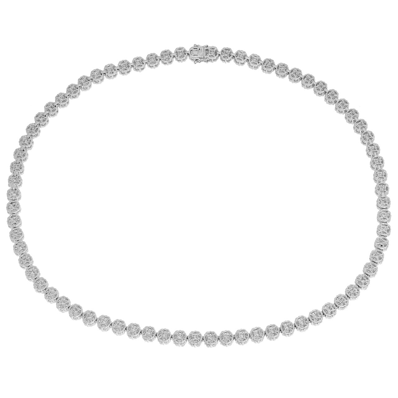Exclusive 18K White Gold 12.06 Carat Diamond Riviere Necklace — Side View
