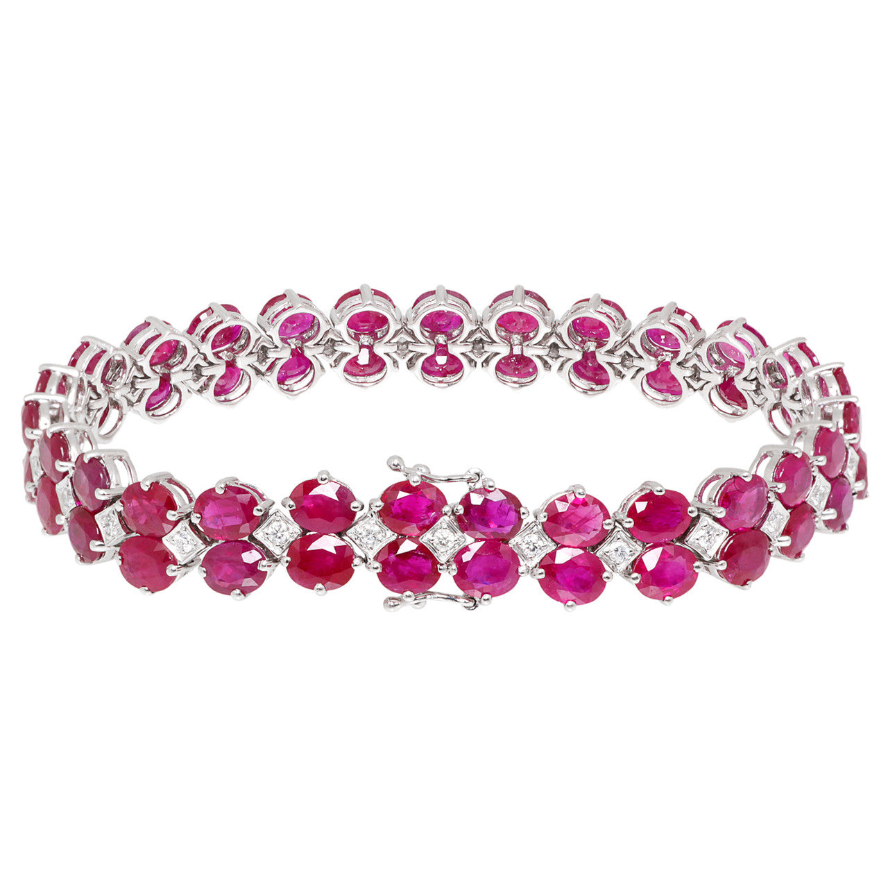 Exclusive 18K White Gold 27.00 Carat Ruby Diamond Bracelet — Side View
