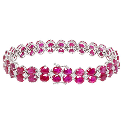 Exclusive 18K White Gold 27.00 Carat Ruby Diamond Bracelet — Side View