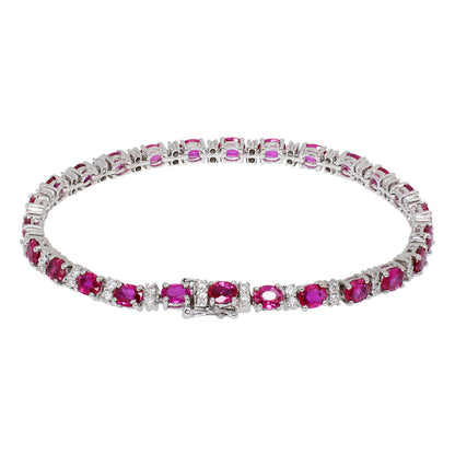 Exclusive 18K White Gold 8.06 Carat Ruby & Diamond Tennis Bracelet — Side View