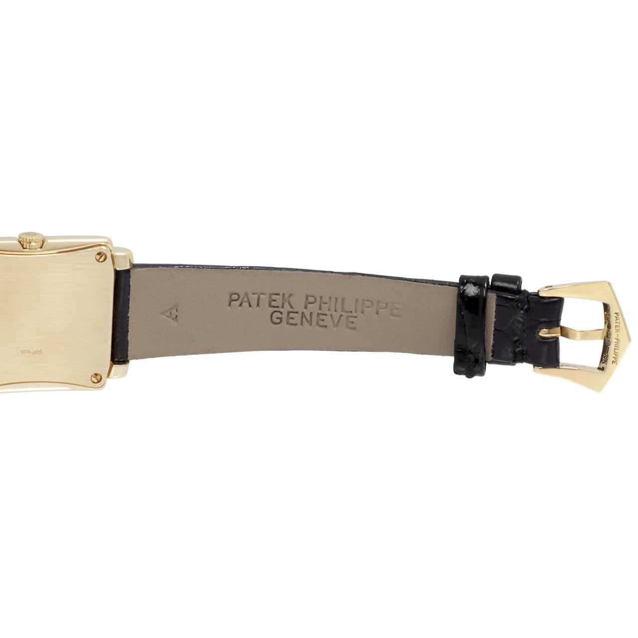 Exclusive Patek Philippe 18K Yellow Gold & Diamond Gondolo Quartz Watch 4825J — Detail View
