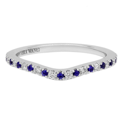 Exclusive 14K White Gold Vera Wang Diamond & Sapphire Wedding Band — Front View