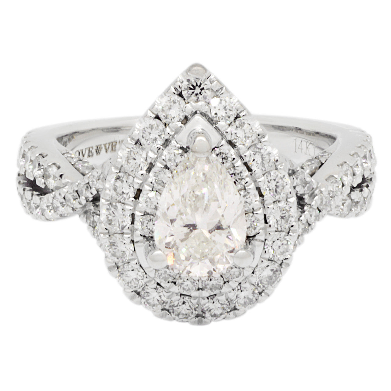 Exclusive 14K White Gold Vera Wang 0.85 Carat Pear Diamond Ring — Front View