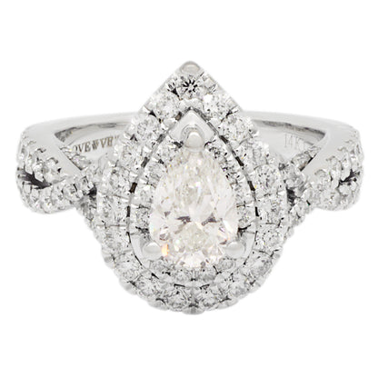 Exclusive 14K White Gold Vera Wang 0.85 Carat Pear Diamond Ring — Front View