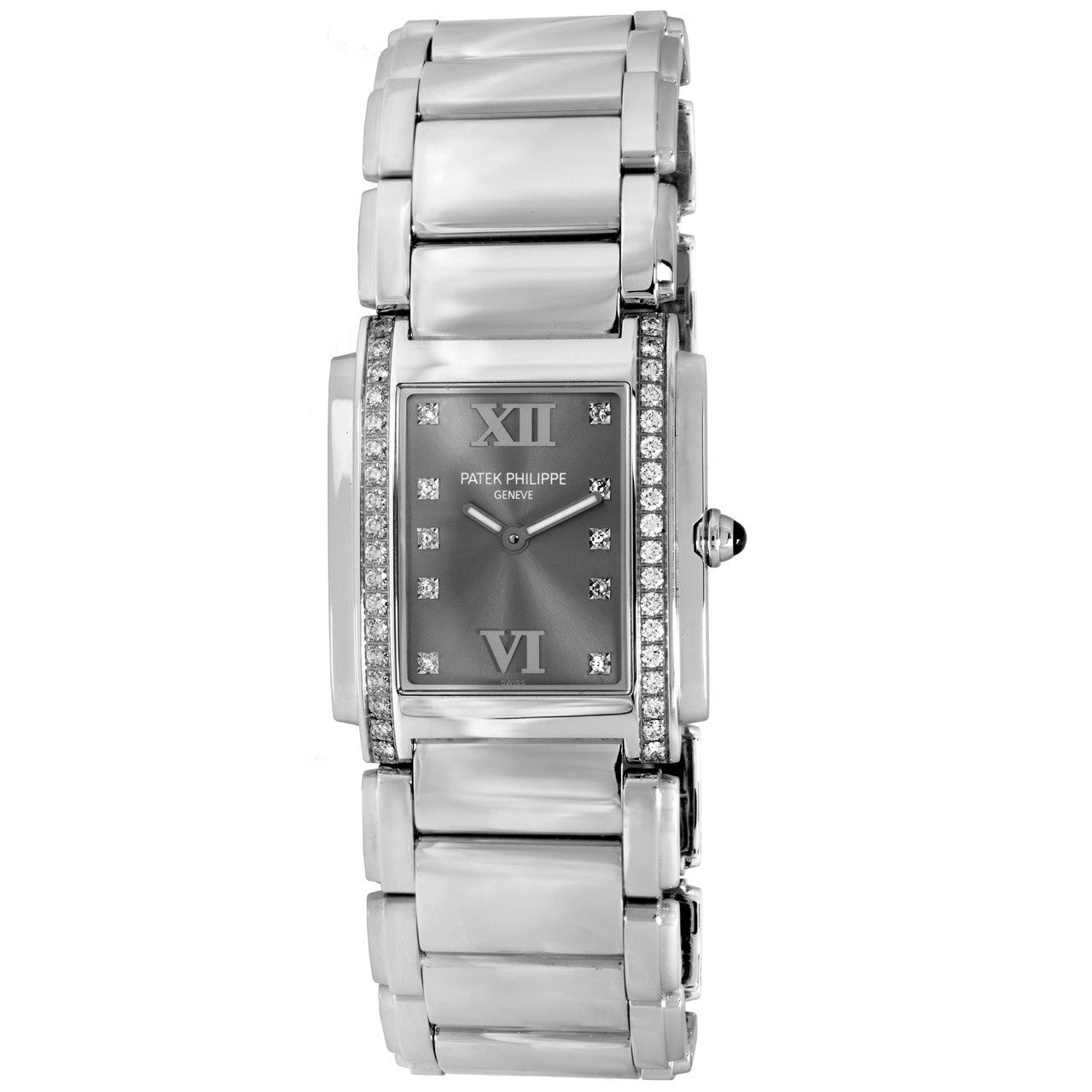 Exclusive Patek Philippe Stainless Steel & Diamond Twenty-4 Ladies Quartz Watch 4910-10A-010 — Front View