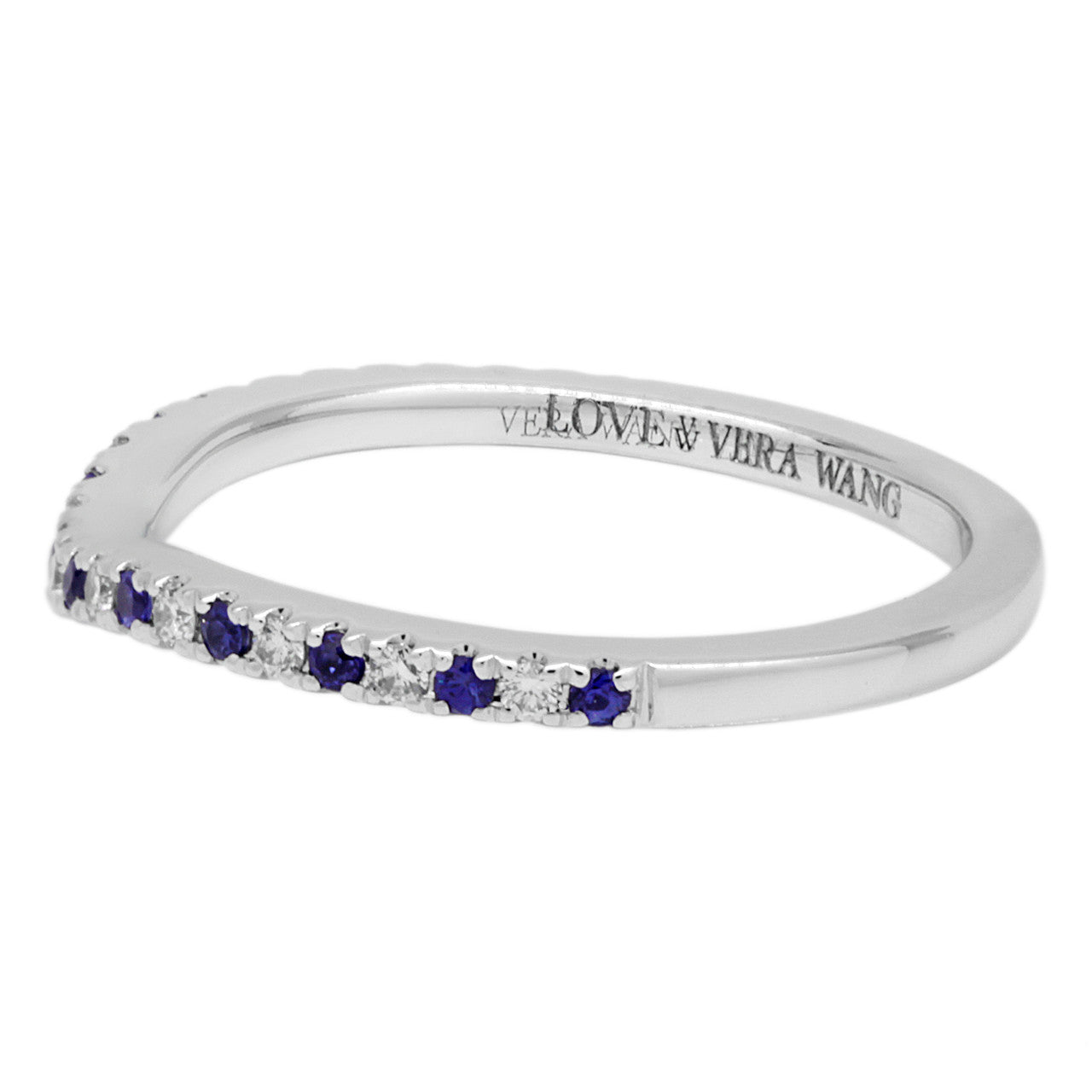Exclusive 14K White Gold Vera Wang Diamond & Sapphire Wedding Band — Side View