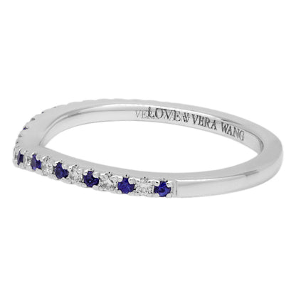 Exclusive 14K White Gold Vera Wang Diamond & Sapphire Wedding Band — Side View