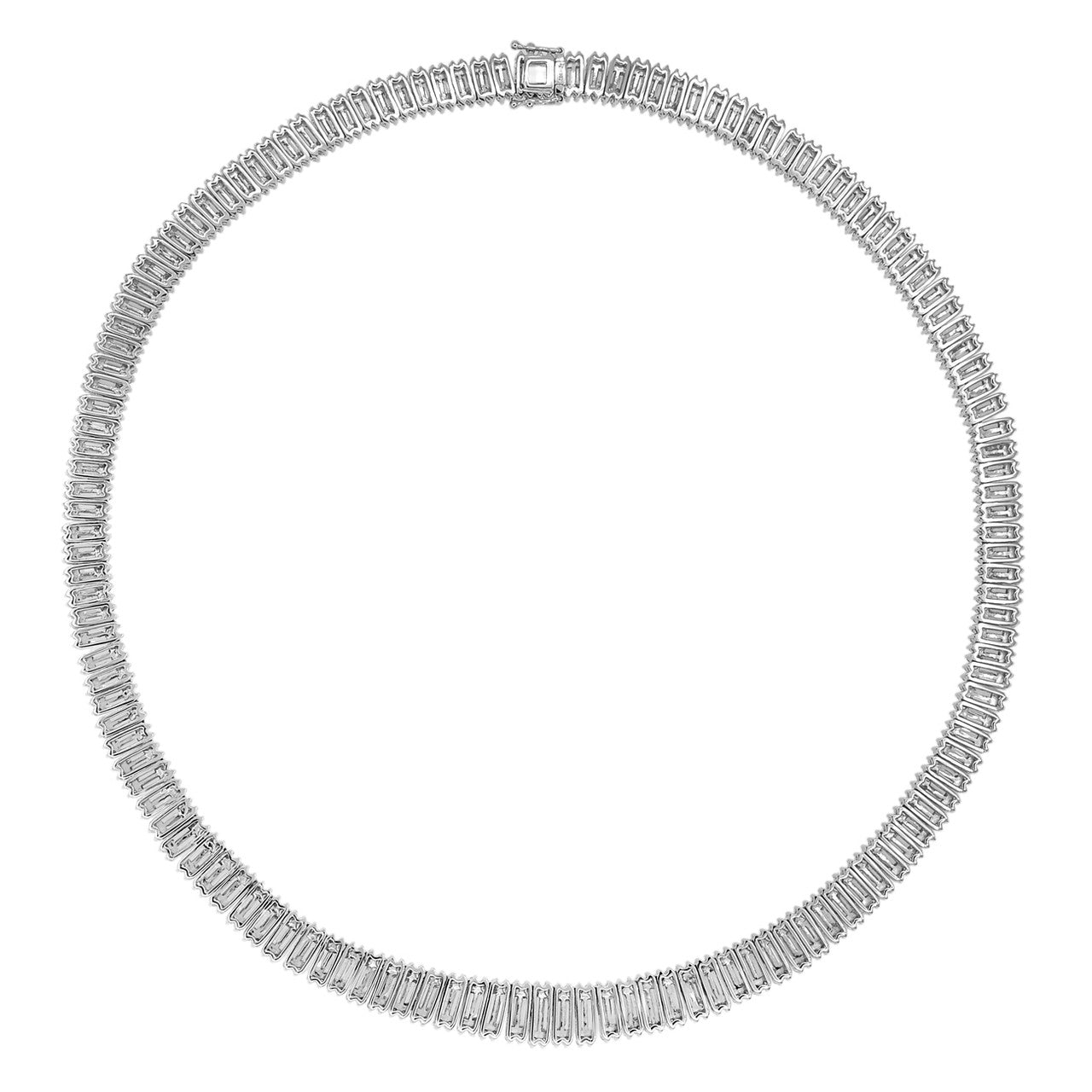Exclusive 18K White Gold 20.72 Carat Diamond Riviere Necklace — Side View