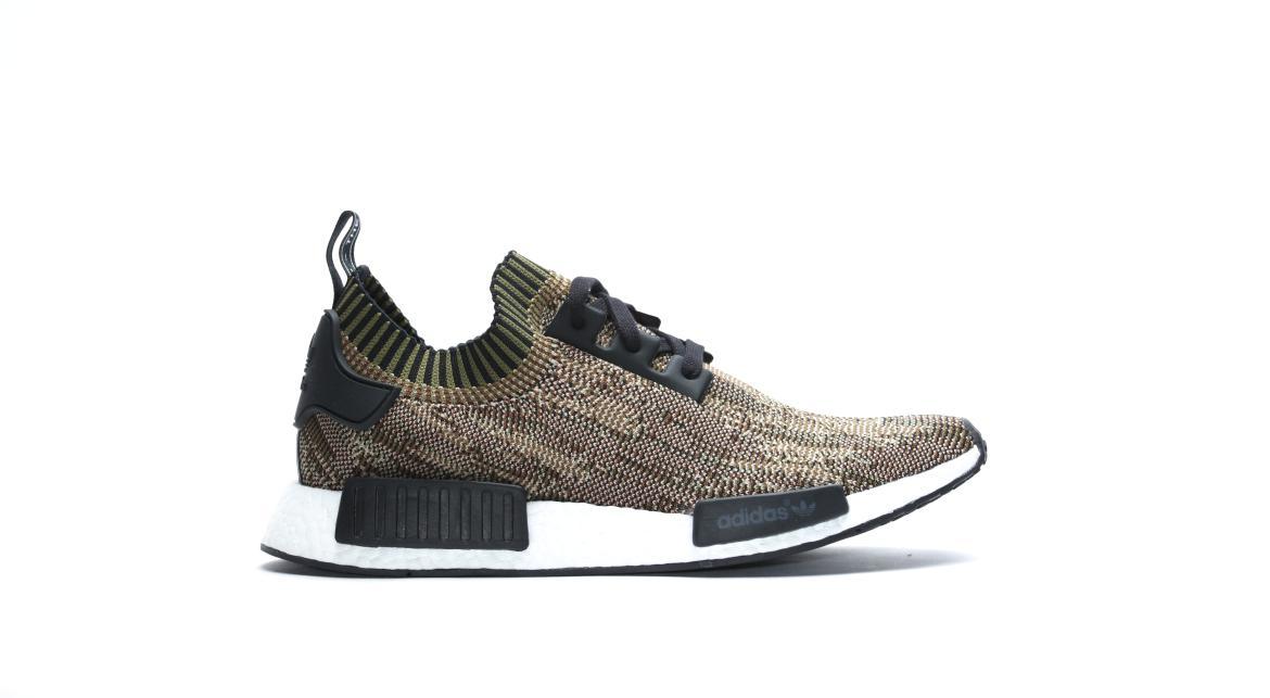 Exclusive adidas Originals Nmd R1 Boost Runner Primeknit Graphic "Olive Cargo" — 3.5 — Front View