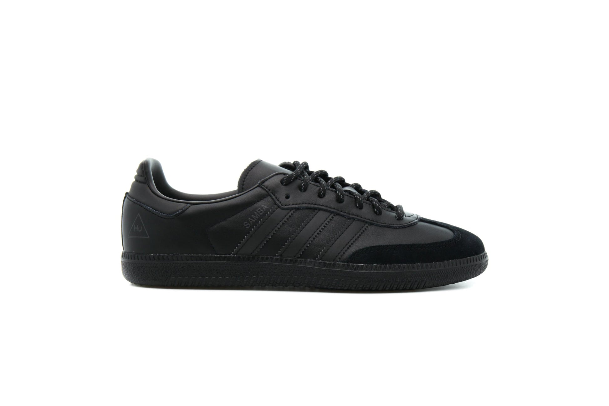 Exclusive adidas Originals x PHARRELL WILLIAMS SAMBA HU "CORE BLACK" — 3.5 — Front View
