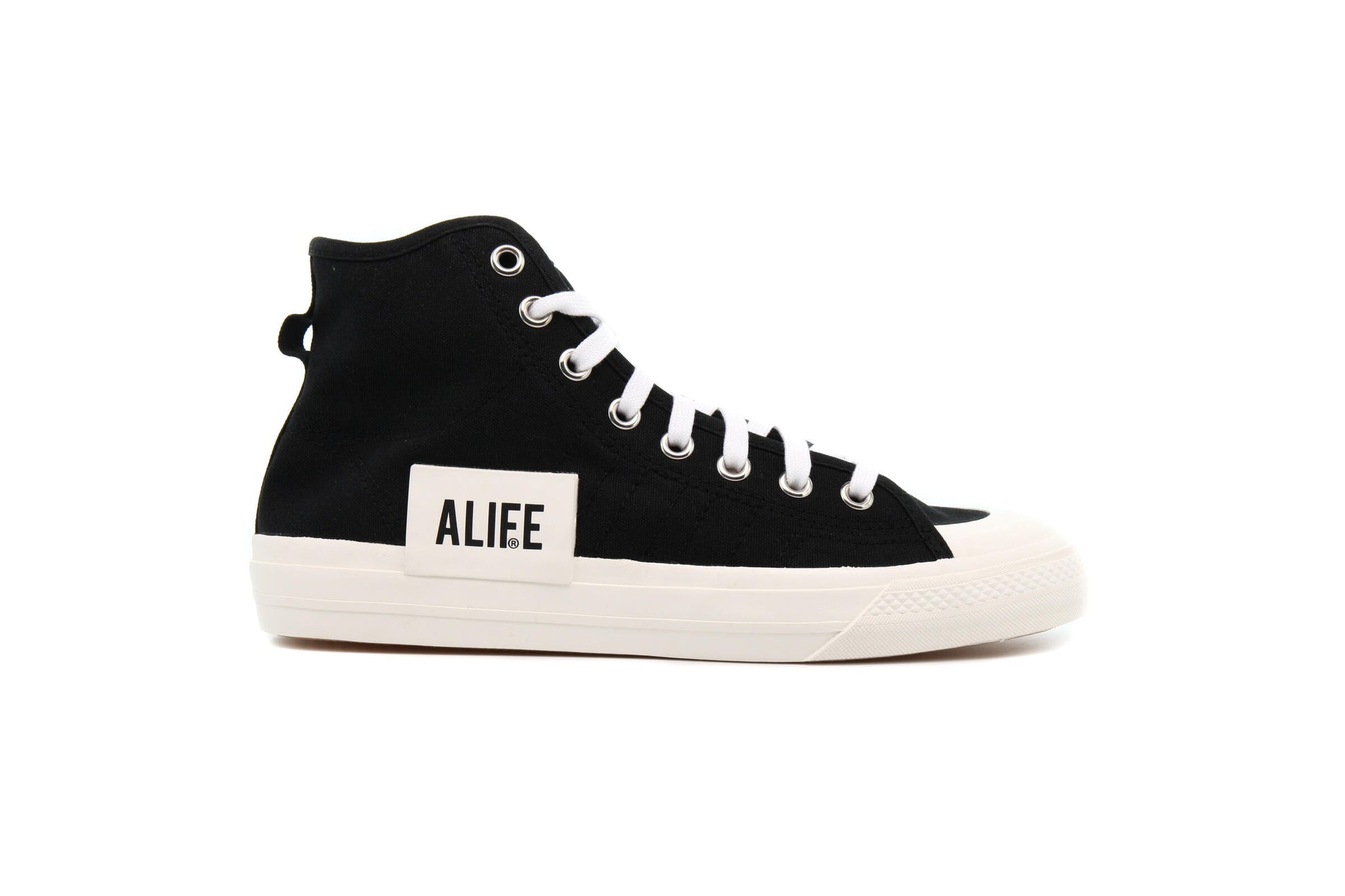 Exclusive adidas Originals x ALIFE NIZZA HI "CORE BLACK" — 3.5 — Front View