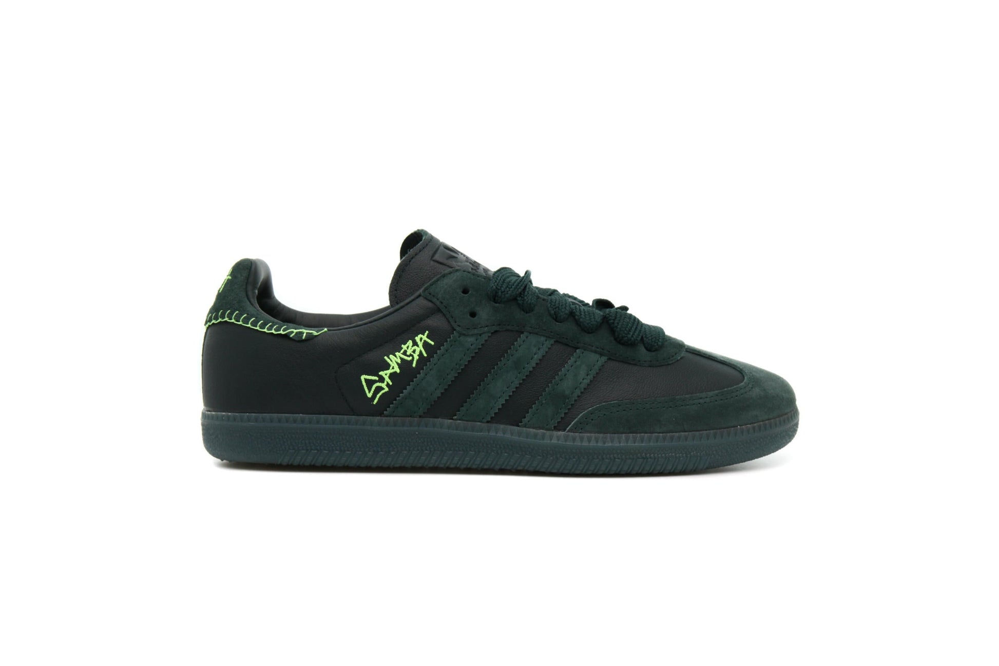 Exclusive adidas Originals x JONAH HILL SAMBA "GREEN NIGHT" — 3.5 — Front View